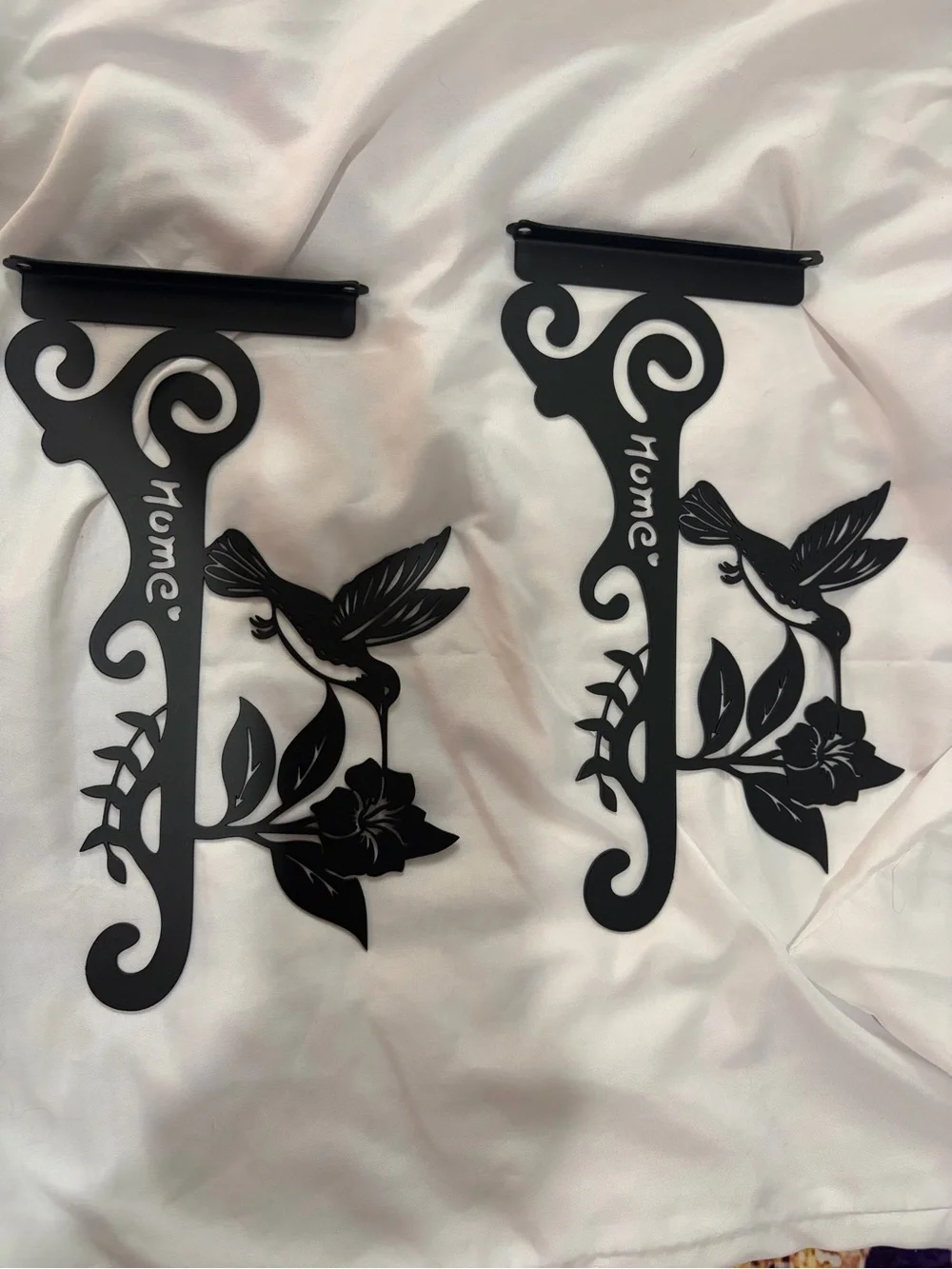 Black 'Home' Hummingbird Wall Bracket Pair - Decorative Home Wall Decor